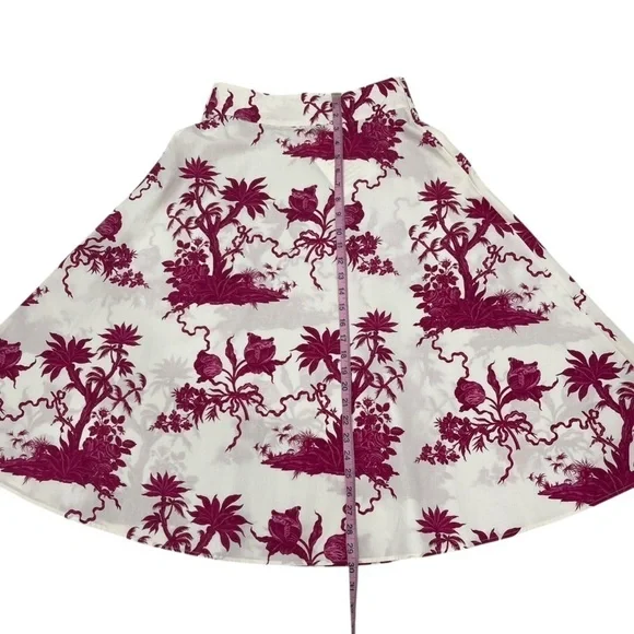 Tara Jarmon NWT Size 36 EU/US 4 Jeanette Ecru Magenta Floral Print A-Line Skirt - Picture 13 of 16